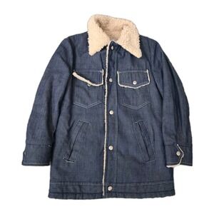 Vintage 70s JCPenney Boys Size M Denim Sherpa Lined Trucker Jacket Kids